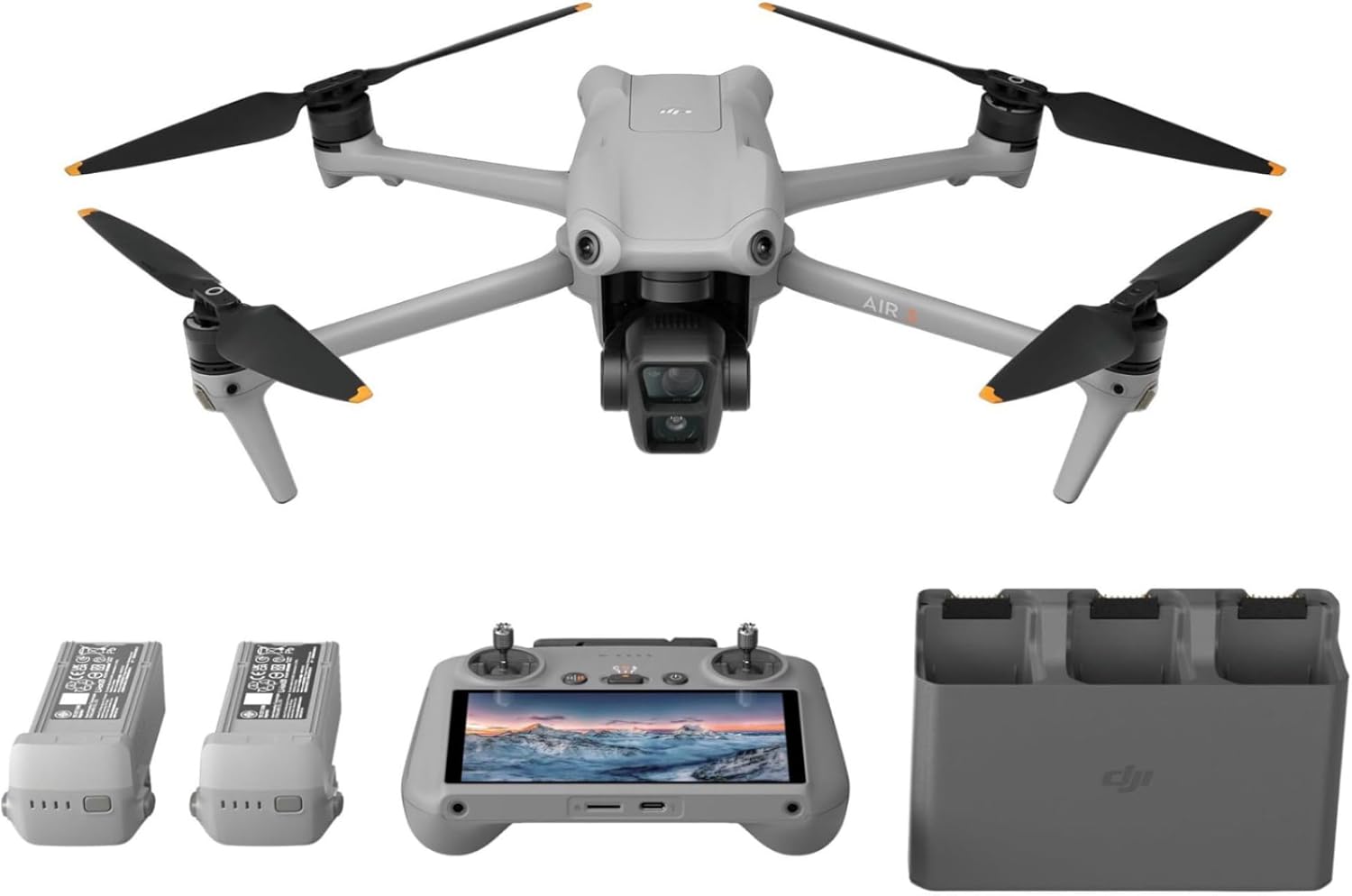 3 Fly More Combo with RC 2 – Dual Primary 4K Cameras & 48MP Photo Drone Professional Quadcopter Bundle with 3 Intelligent Flight Batteries & FAA Remote ID