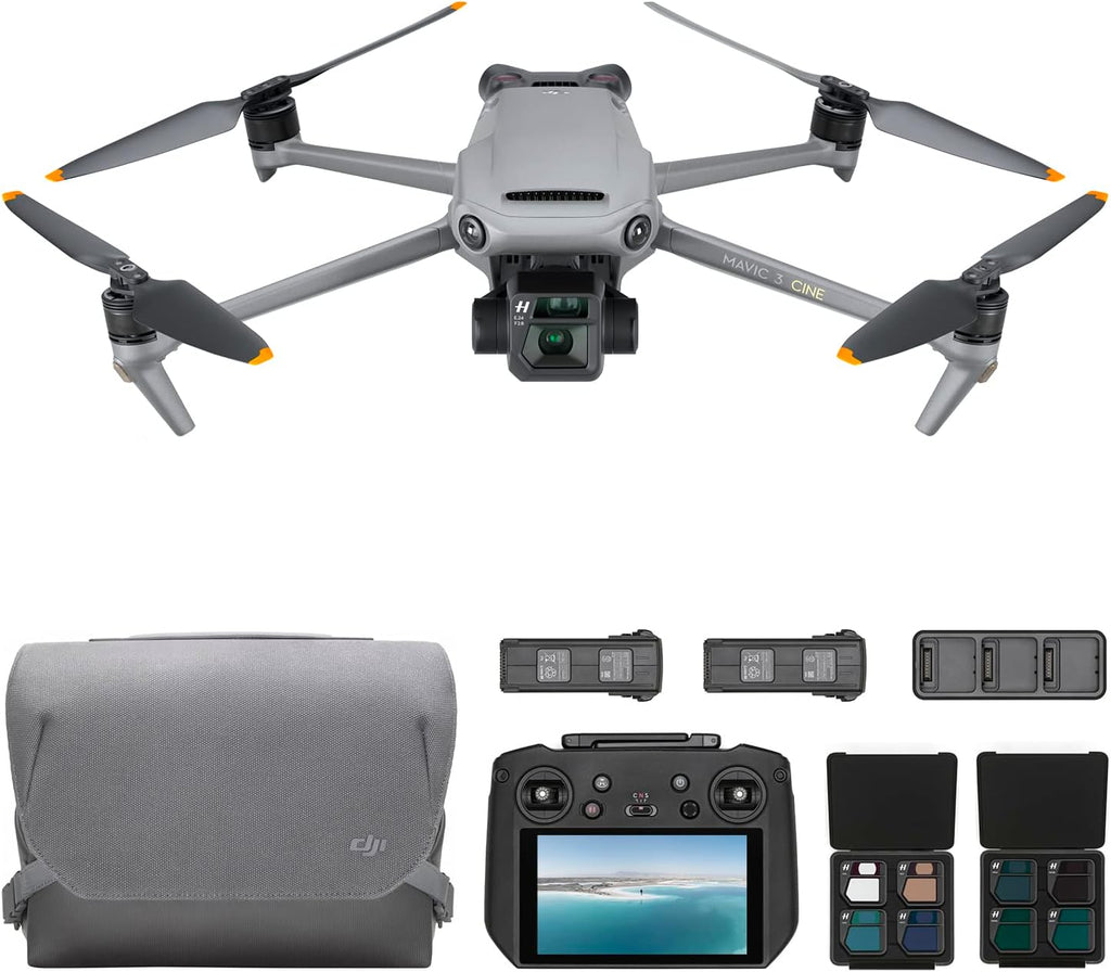 DJI Mavic 3 Cine Premium Combo – 5.1K Drone with 4/3 CMOS Hasselblad Camera Professional Apple ProRes Video Drone Bundle with DJI RC Pro & Omnidirectional Sensing