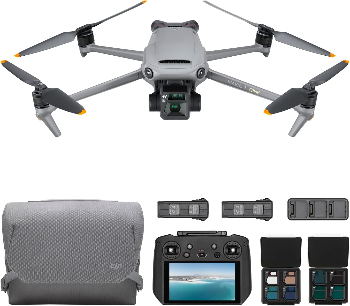 DJI Mavic 3 Cine Premium Combo – 5.1K Drone with 4/3 CMOS Hasselblad Camera Professional Apple ProRes Video Drone Bundle with DJI RC Pro & Omnidirectional Sensing